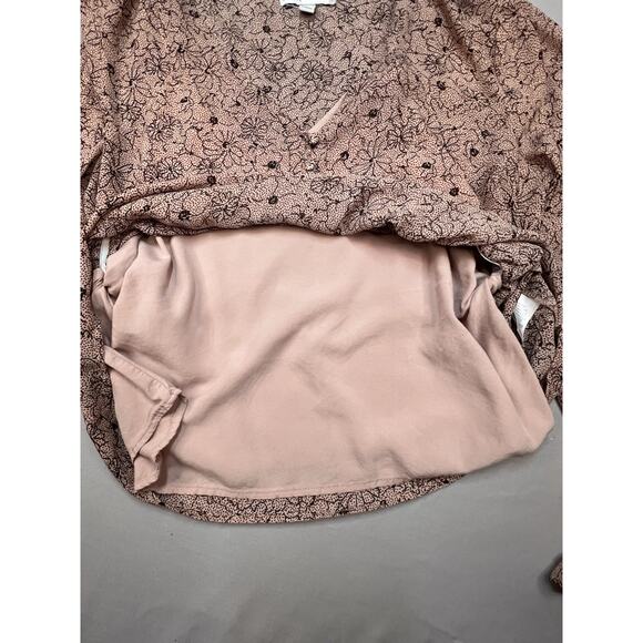 Nordstrom Rack Floral Long Sleeve Blouse Size L Pink Black Lined - Picture 4 of 7